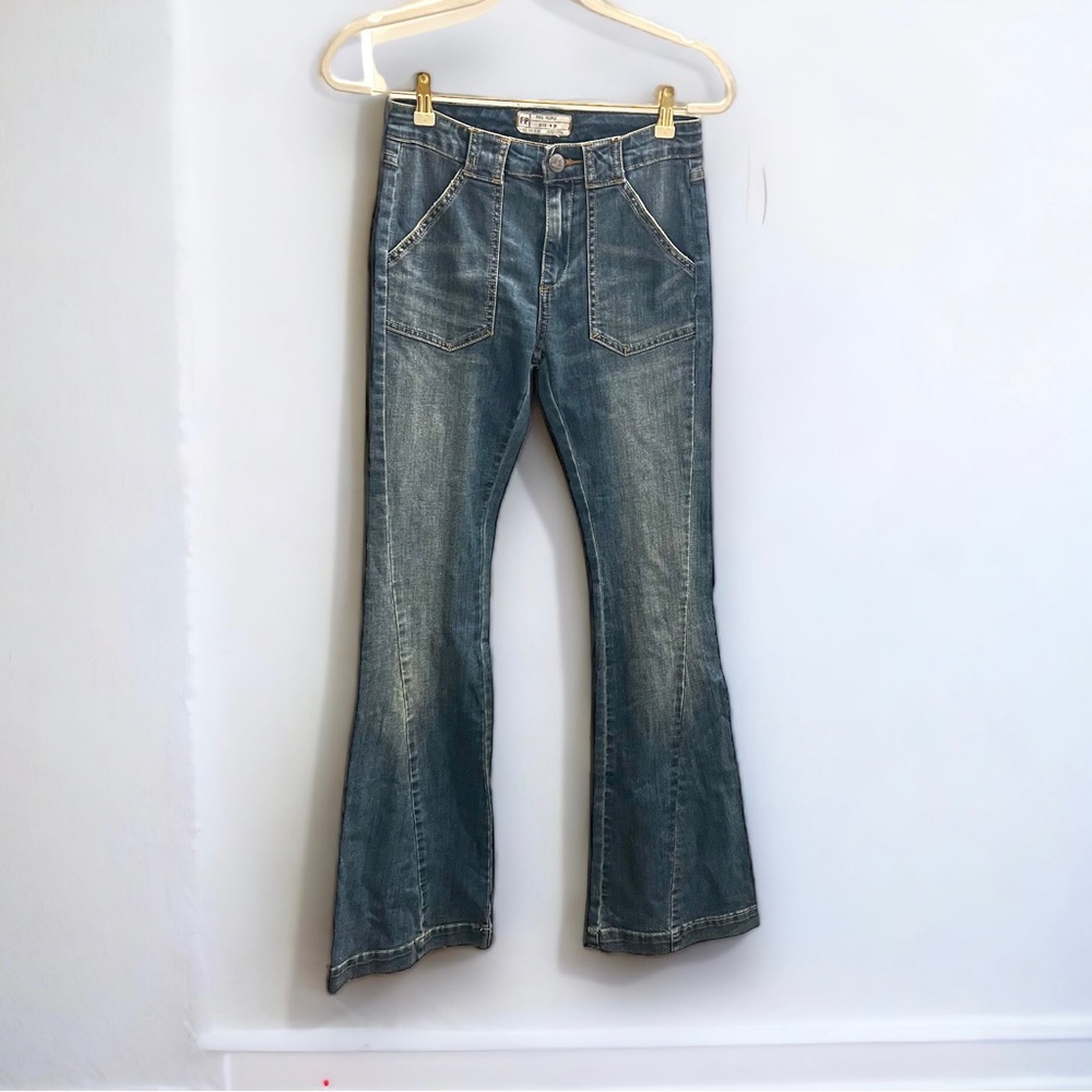 Free People Mid Wash Bell Bottom Flare Jeans